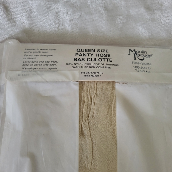 Vintage Queen Size Moulin Rouge Panty Hose - Ivory. 160-200 Lbs - Picture 6 of 8